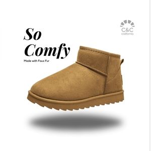 C&C California Women's Short Cozy Slipper Boots- cognac